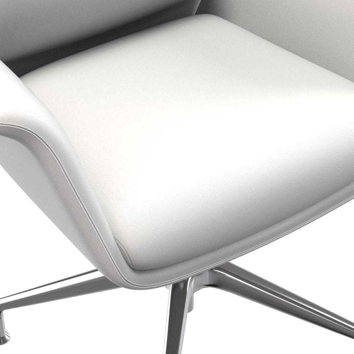 Summit Office Chair in Leather and Aluminum Frame with Adjustable Height and Swivel White Office Chair Leisuremod