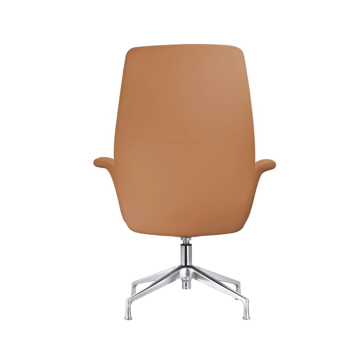 Summit Office Chair in Leather and Aluminum Frame with Adjustable Height and Swivel Acorn Brown Office Chair Leisuremod