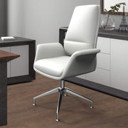 Summit Office Chair in Leather and Aluminum Frame with Adjustable Height and Swivel White Office Chair Leisuremod