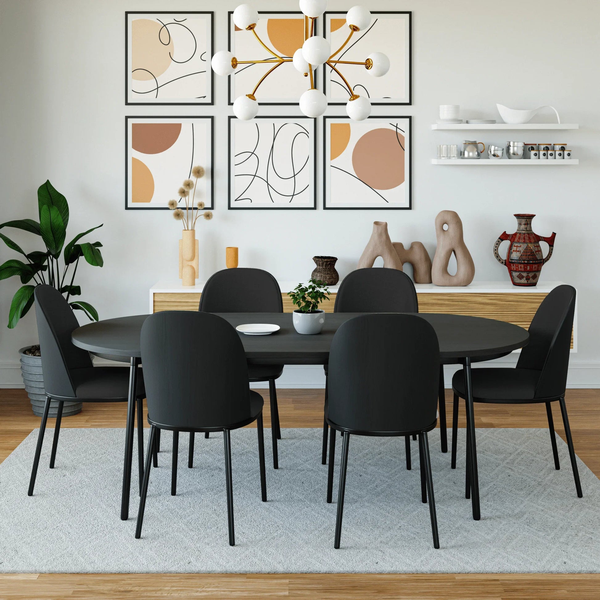 Tule Dining Side Chair with Upholstered Seat and Powder-Coated Steel Frame Set of 2 - Elax Furniture