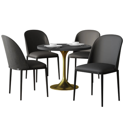 Verve 5-Piece Dining Set with 36" Round MDF Top Table and 4 Leather/Suede Fabric/Velvet Dining Side Chairs - Elax Furniture