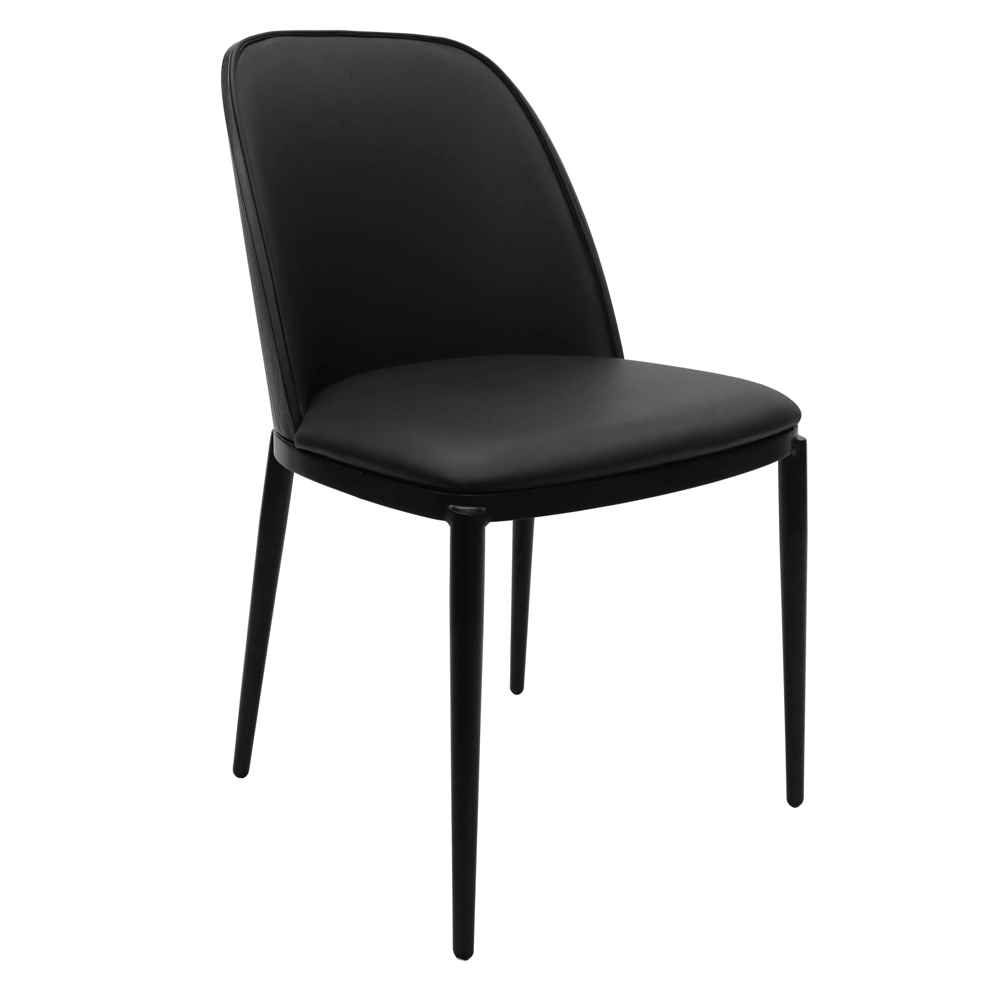 Voren 7-Piece Dining Set with 55" Rectangular Dining Table in Black Glass Top and 6 Leather/Velvet/Suede Fabric Dining Chairs - Elax Furniture