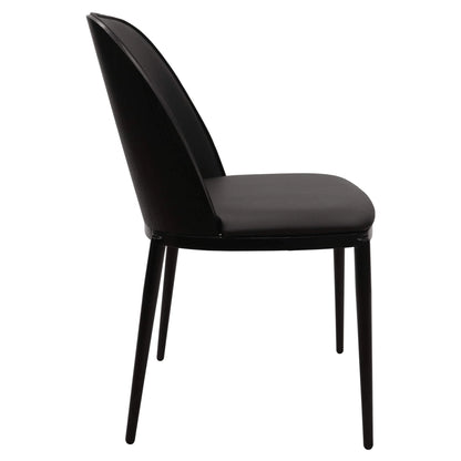 Voren 7-Piece Dining Set with 55" Rectangular Dining Table in Black Glass Top and 6 Leather/Velvet/Suede Fabric Dining Chairs - Elax Furniture