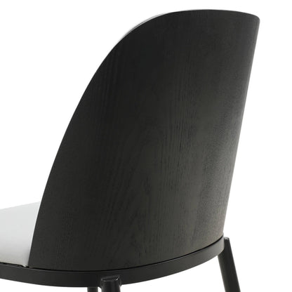 Voren 7-Piece Dining Set with 55" Rectangular Dining Table in Black Glass Top and 6 Leather/Velvet/Suede Fabric Dining Chairs - Elax Furniture