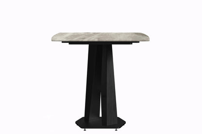 Voren 7-Piece Dining Set with 55" Rectangular Dining Table in Deep Grey Sintered Stone Top and 6 Leather/Velvet/Suede Fabric Dining Chairs - Elax Furniture