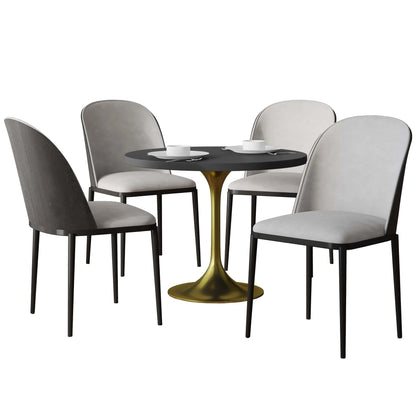Verve 5-Piece Dining Set with 36" Round MDF Top Table and 4 Leather/Suede Fabric/Velvet Dining Side Chairs - Elax Furniture