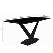 Voren 7-Piece Dining Set with 55" Rectangular Dining Table in Black Glass Top and 6 Leather/Velvet/Suede Fabric Dining Chairs - Elax Furniture