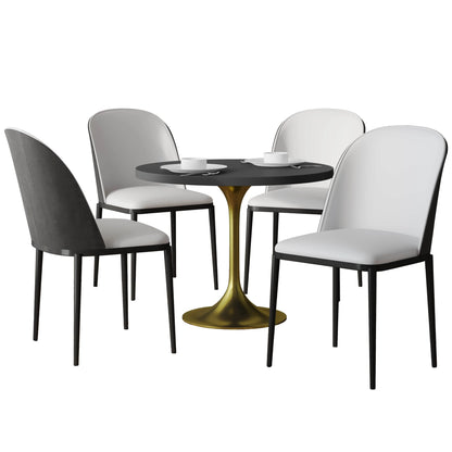 Verve 5-Piece Dining Set with 36" Round MDF Top Table and 4 Leather/Suede Fabric/Velvet Dining Side Chairs - Elax Furniture