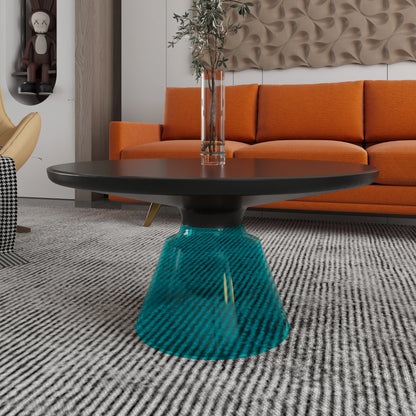 Tully Collection Coffee Table – Black/Gold Rim, Black Glass/Sintered Stone Top - Elax Furniture