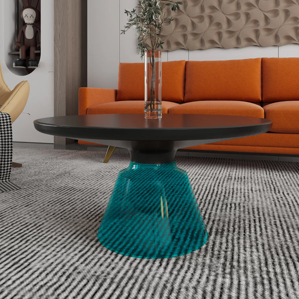 Tully Collection Coffee Table – Black/Gold Rim, Black Glass/Sintered Stone Top