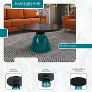 Tully Collection Coffee Table – Black/Gold Rim, Black Glass/Sintered Stone Top - Elax Furniture