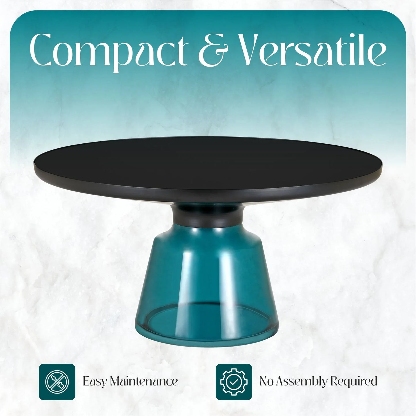 Tully Collection Coffee Table – Black/Gold Rim, Black Glass/Sintered Stone Top - Elax Furniture