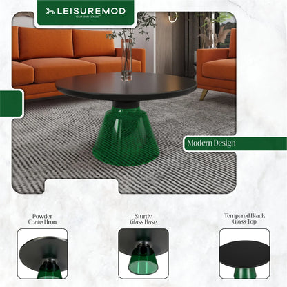 Tully Collection Coffee Table – Black/Gold Rim, Black Glass/Sintered Stone Top - Elax Furniture