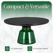Tully Collection Coffee Table – Black/Gold Rim, Black Glass/Sintered Stone Top - Elax Furniture