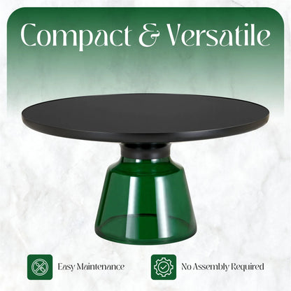 Tully Collection Coffee Table – Black/Gold Rim, Black Glass/Sintered Stone Top - Elax Furniture