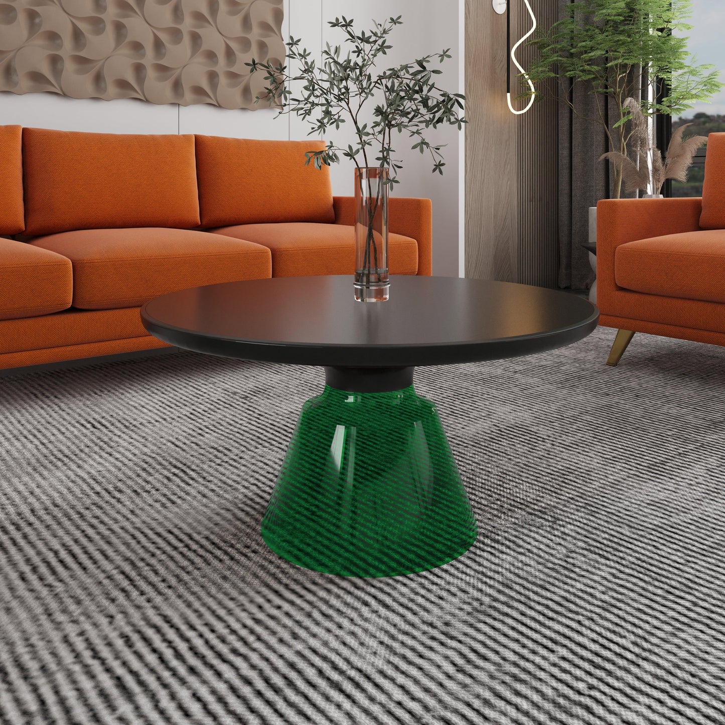 Tully Collection Coffee Table – Black/Gold Rim, Black Glass/Sintered Stone Top - Elax Furniture