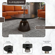 Tully Collection Coffee Table – Black/Gold Rim, Black Glass/Sintered Stone Top - Elax Furniture