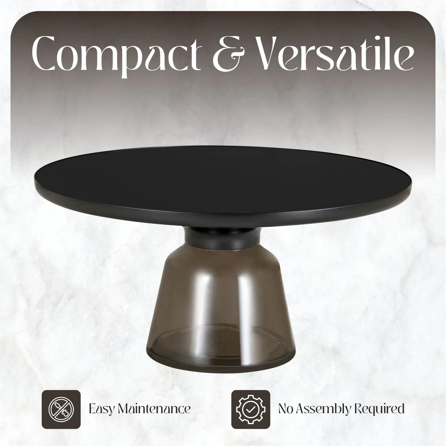 Tully Collection Coffee Table – Black/Gold Rim, Black Glass/Sintered Stone Top - Elax Furniture