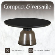 Tully Collection Coffee Table – Black/Gold Rim, Black Glass/Sintered Stone Top - Elax Furniture