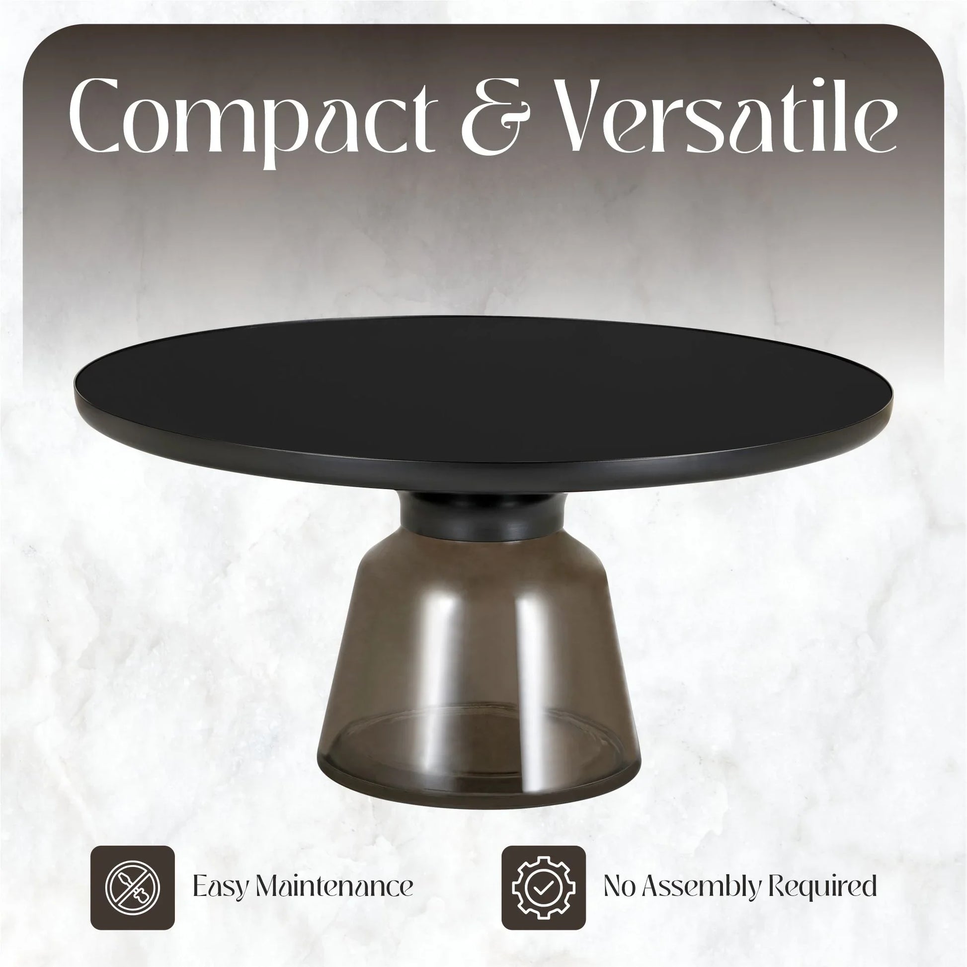 Tully Collection Coffee Table – Black/Gold Rim, Black Glass/Sintered Stone Top - Elax Furniture