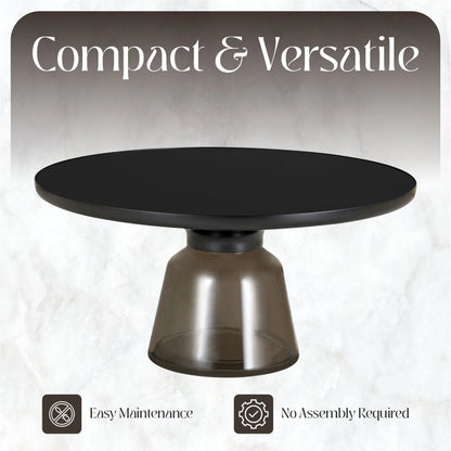 Tully Collection Coffee Table – Black/Gold Rim, Black Glass/Sintered Stone Top - Elax Furniture