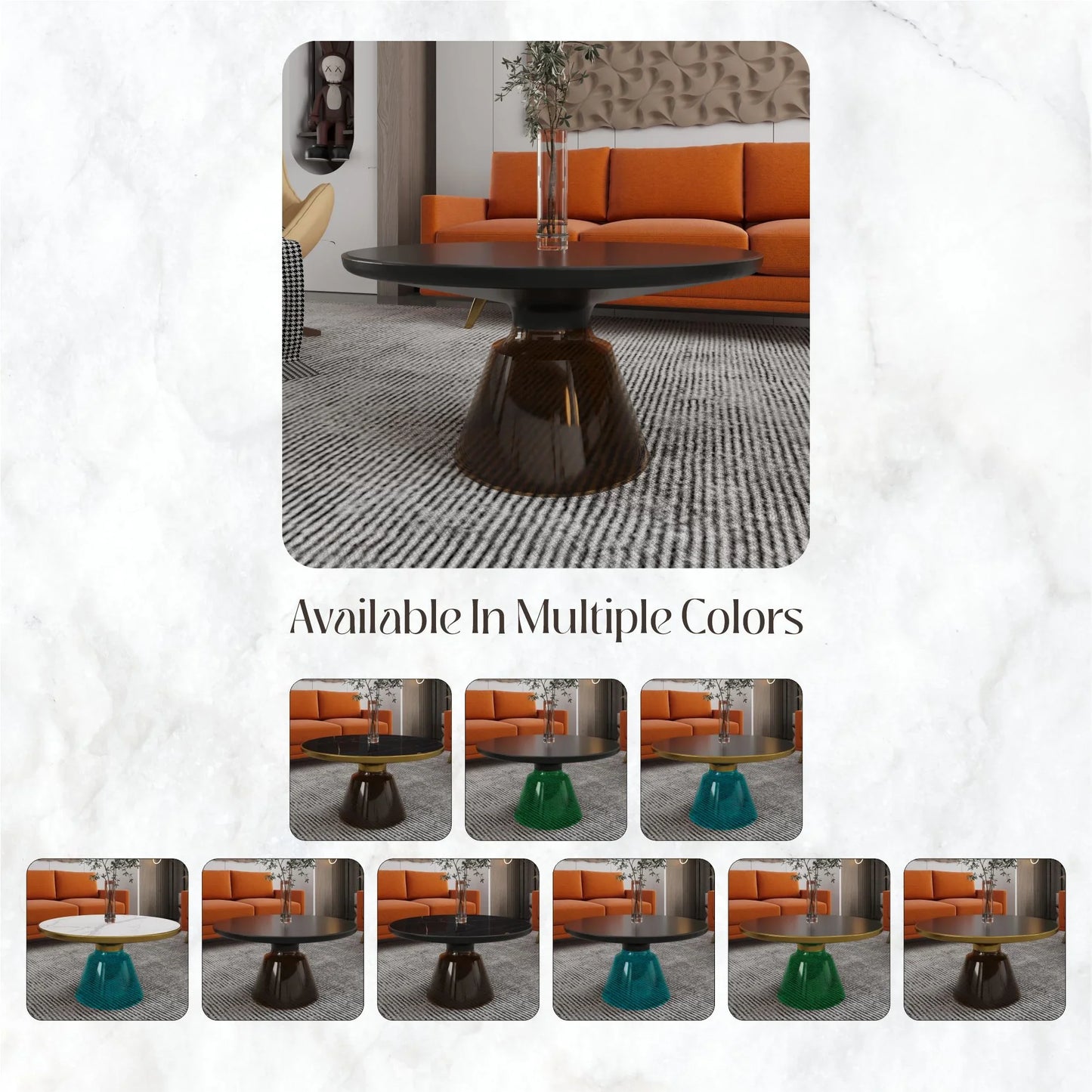 Tully Collection Coffee Table – Black/Gold Rim, Black Glass/Sintered Stone Top - Elax Furniture