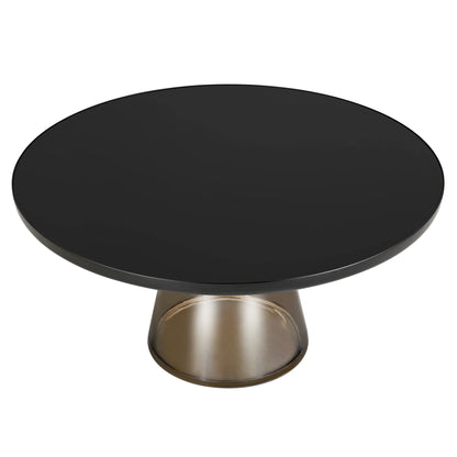 Tully Collection Coffee Table – Black/Gold Rim, Black Glass/Sintered Stone Top - Elax Furniture