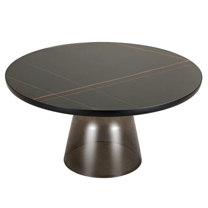 Tully Collection Coffee Table – Black/Gold Rim, Black Glass/Sintered Stone Top - Elax Furniture