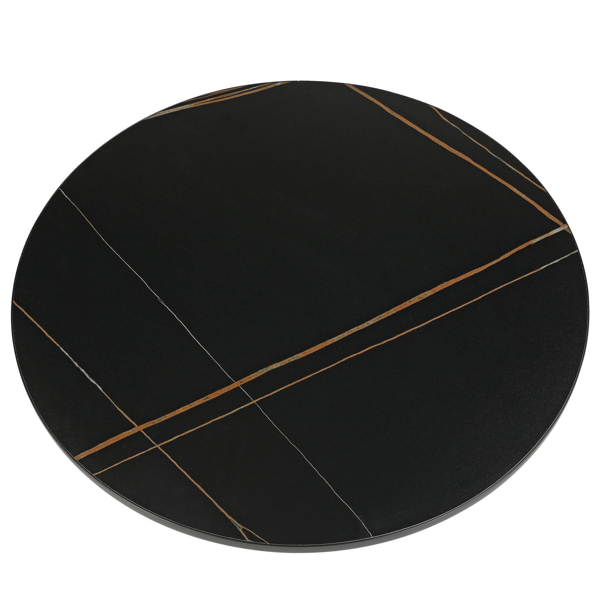 Tully Collection Coffee Table – Black/Gold Rim, Black Glass/Sintered Stone Top - Elax Furniture