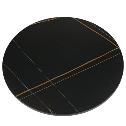 Tully Collection Coffee Table – Black/Gold Rim, Black Glass/Sintered Stone Top - Elax Furniture