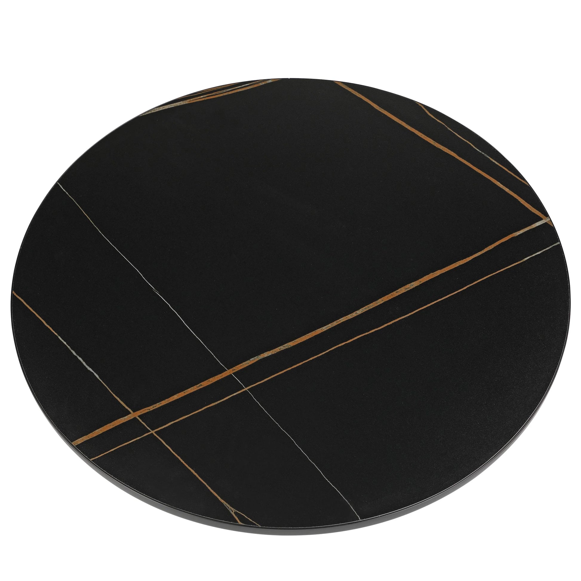 Tully Collection Coffee Table – Black/Gold Rim, Black Glass/Sintered Stone Top - Elax Furniture