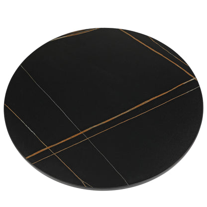 Tully Collection Coffee Table – Black/Gold Rim, Black Glass/Sintered Stone Top - Elax Furniture