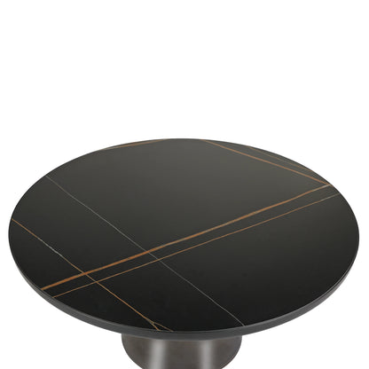 Tully Collection Coffee Table – Black/Gold Rim, Black Glass/Sintered Stone Top - Elax Furniture