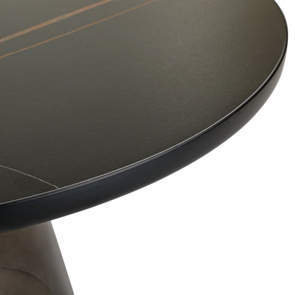 Tully Collection Coffee Table – Black/Gold Rim, Black Glass/Sintered Stone Top - Elax Furniture