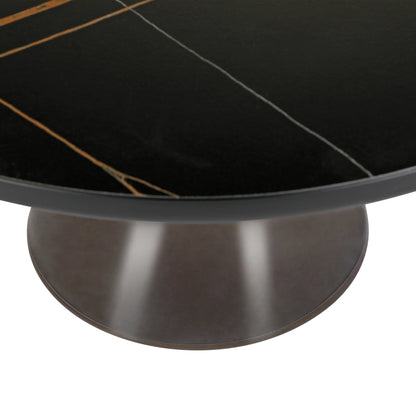 Tully Collection Coffee Table – Black/Gold Rim, Black Glass/Sintered Stone Top - Elax Furniture