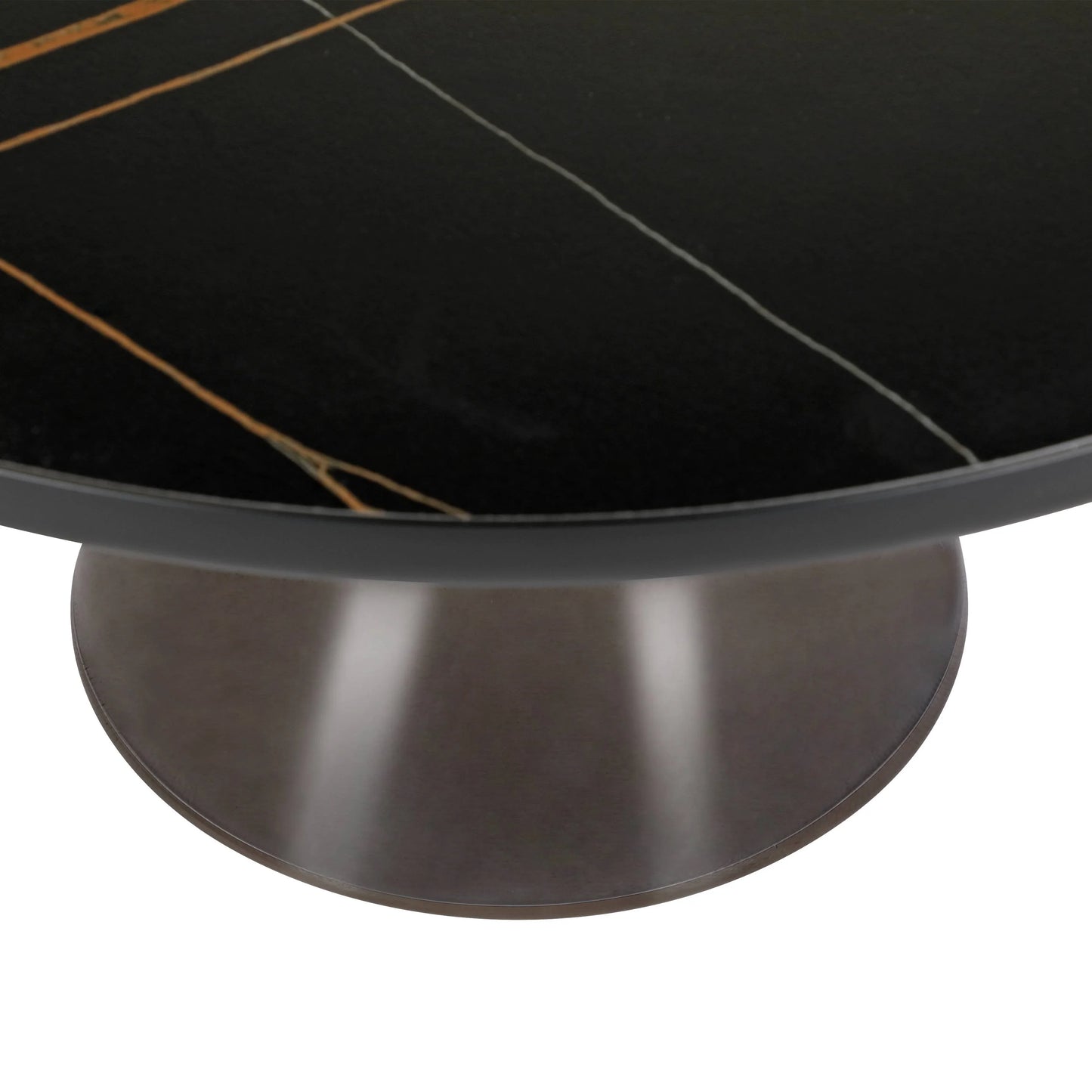 Tully Collection Coffee Table – Black/Gold Rim, Black Glass/Sintered Stone Top - Elax Furniture