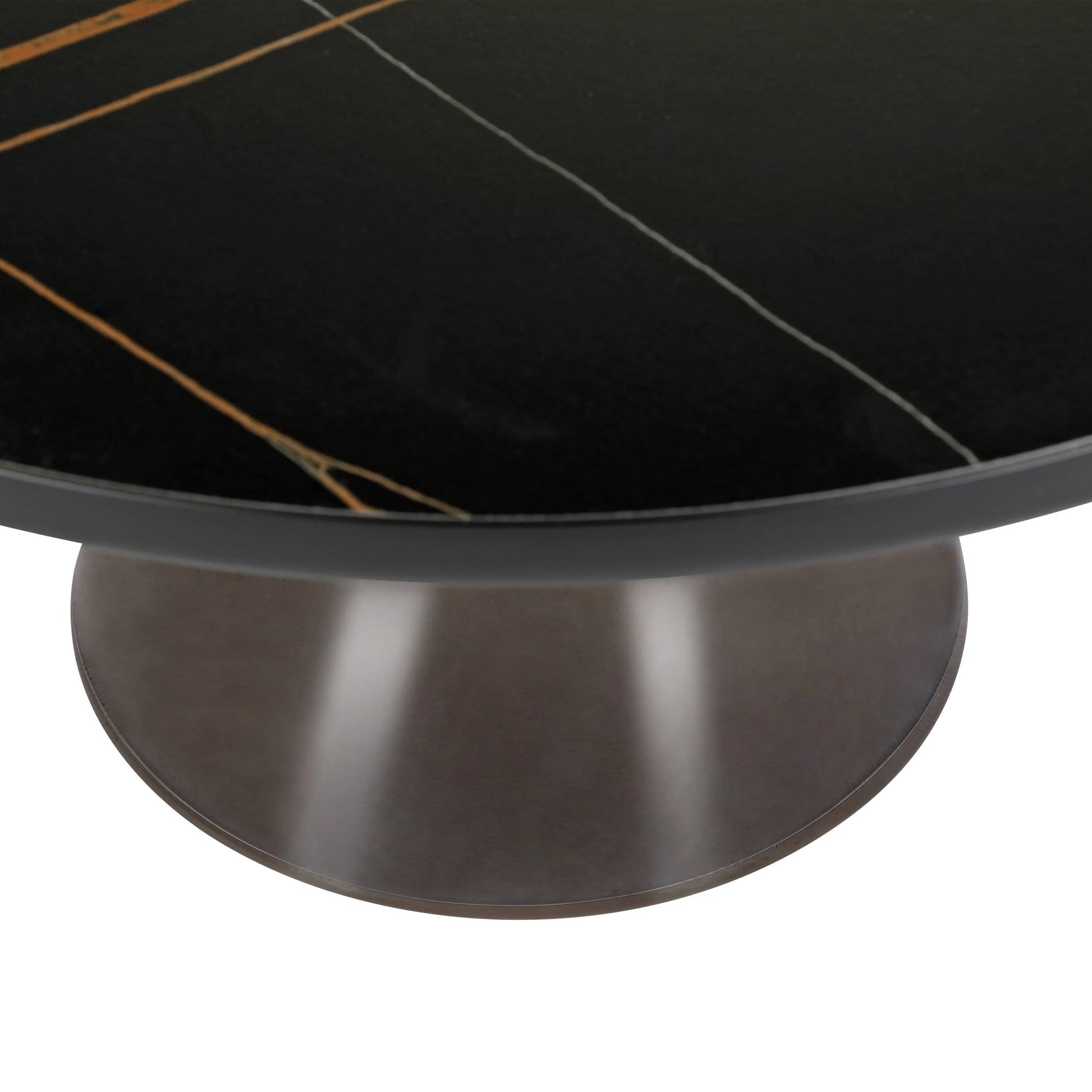 Tully Collection Coffee Table – Black/Gold Rim, Black Glass/Sintered Stone Top - Elax Furniture