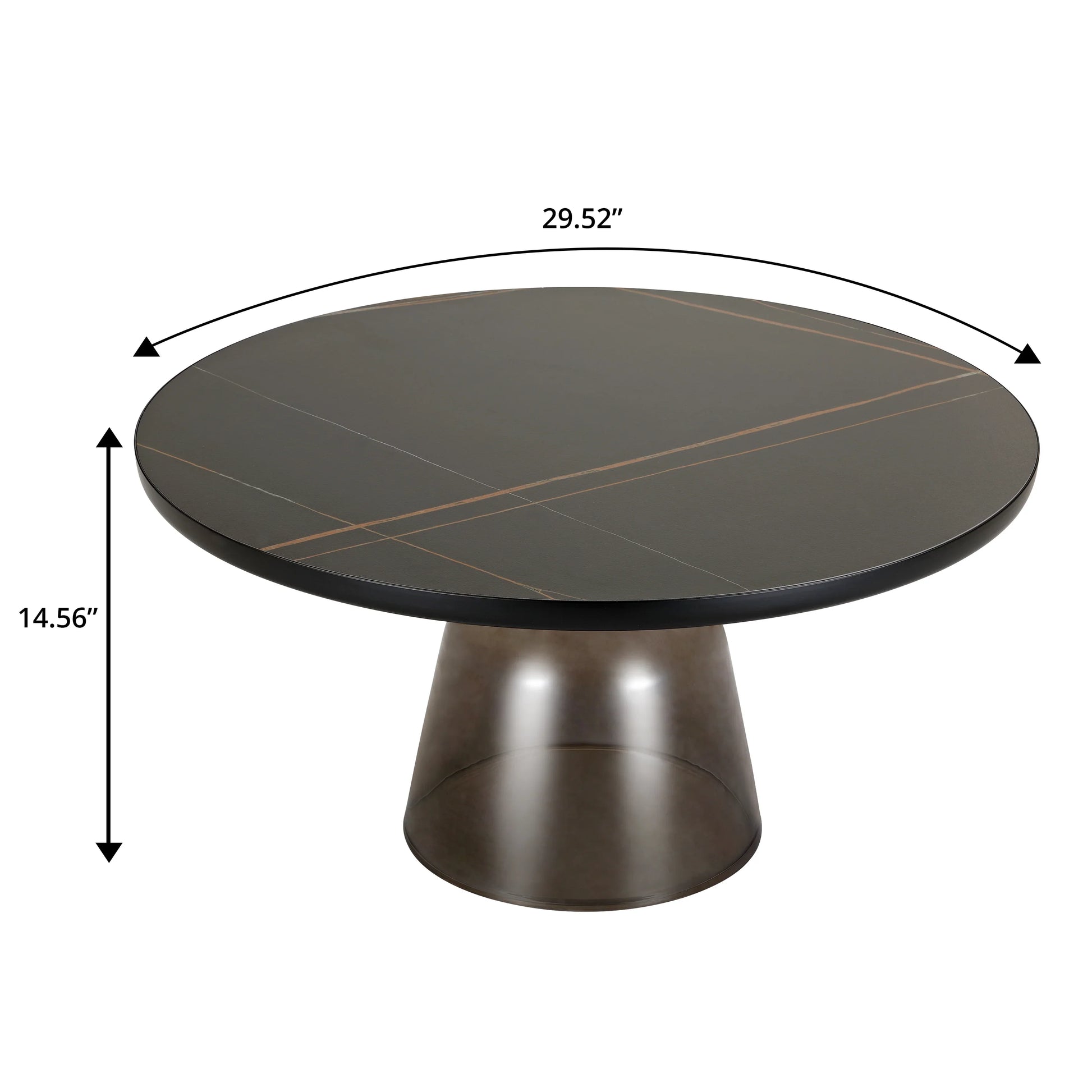 Tully Collection Coffee Table – Black/Gold Rim, Black Glass/Sintered Stone Top - Elax Furniture