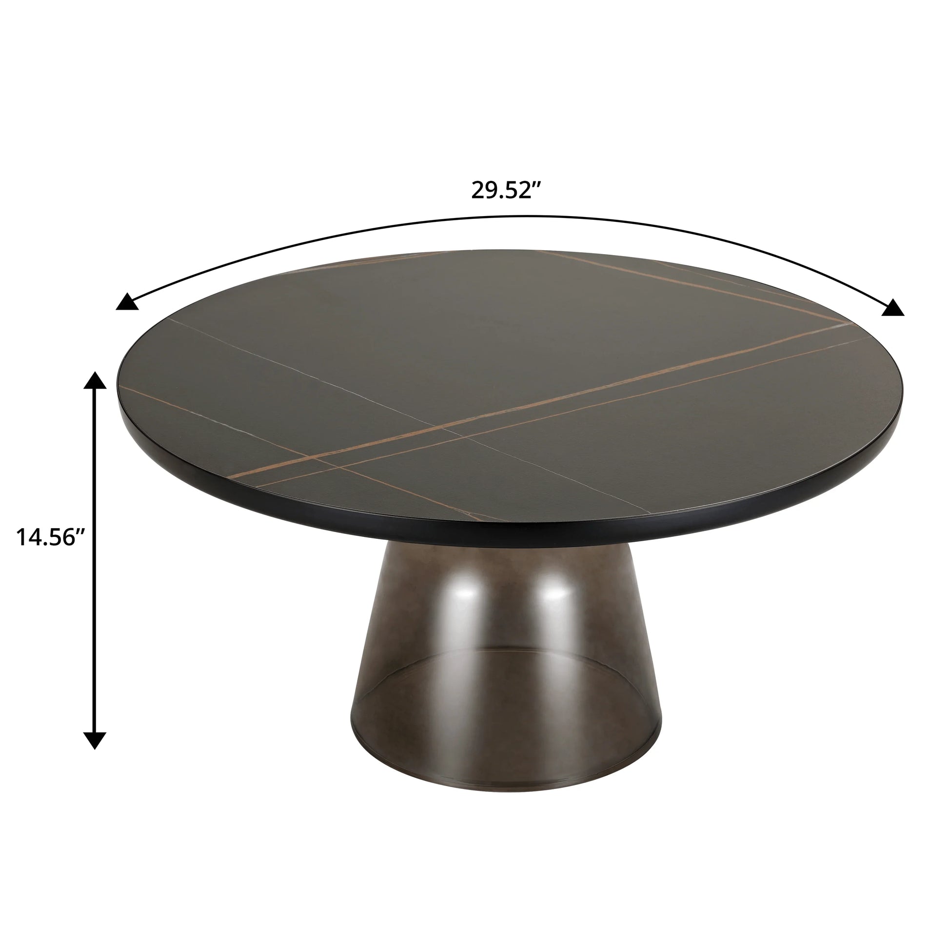 Tully Collection Coffee Table – Black/Gold Rim, Black Glass/Sintered Stone Top - Elax Furniture