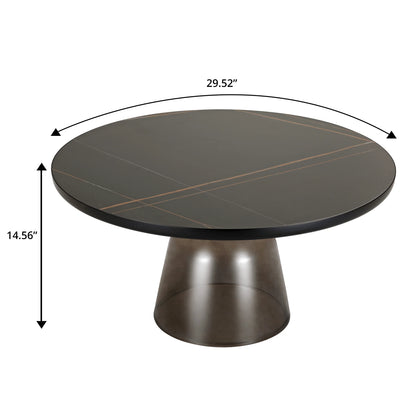 Tully Collection Coffee Table – Black/Gold Rim, Black Glass/Sintered Stone Top - Elax Furniture