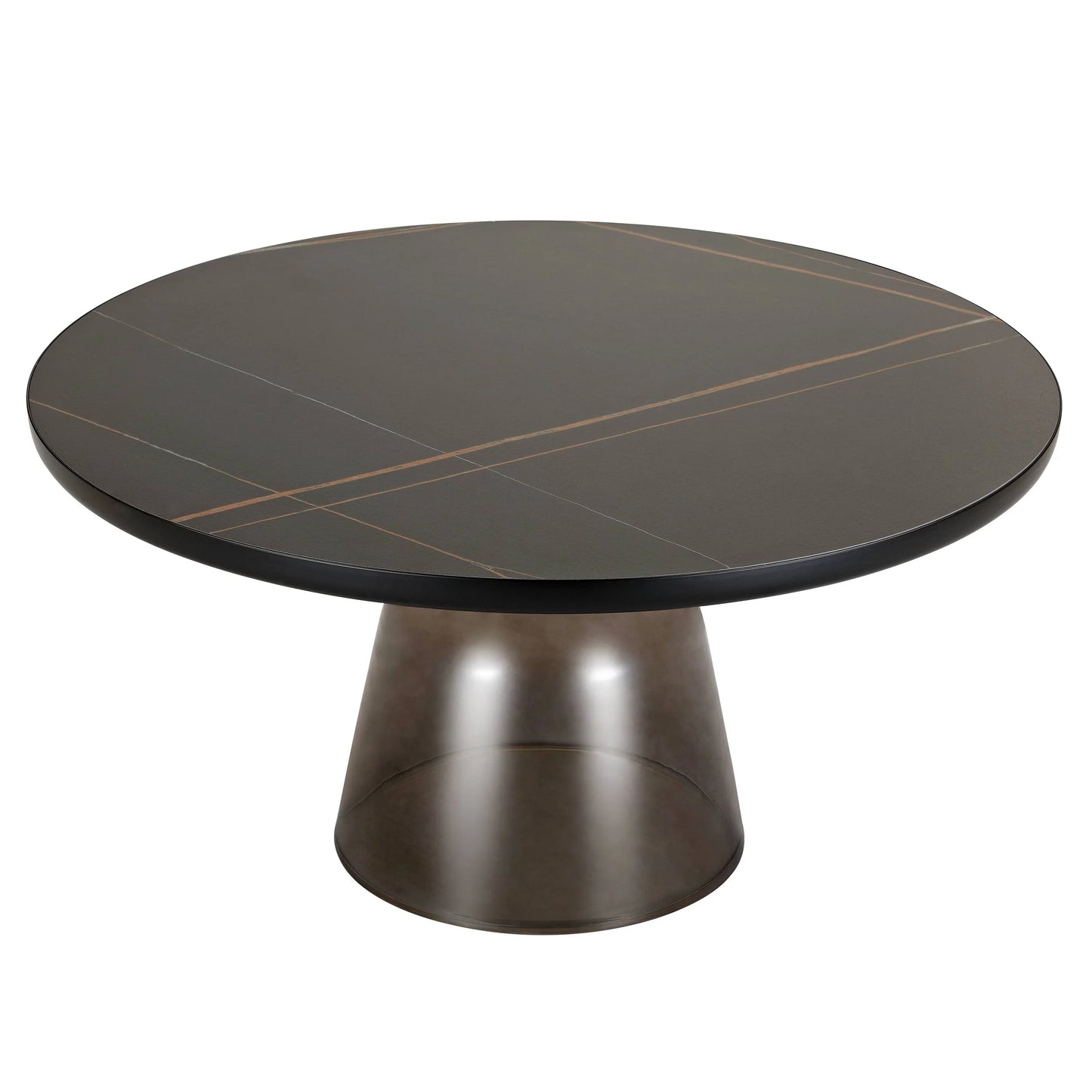 Tully Collection Coffee Table – Black/Gold Rim, Black Glass/Sintered Stone Top - Elax Furniture