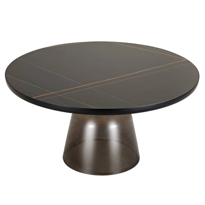Tully Collection Coffee Table – Black/Gold Rim, Black Glass/Sintered Stone Top - Elax Furniture