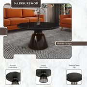 Tully Collection Coffee Table – Black/Gold Rim, Black Glass/Sintered Stone Top - Elax Furniture
