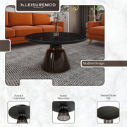 Tully Collection Coffee Table – Black/Gold Rim, Black Glass/Sintered Stone Top - Elax Furniture