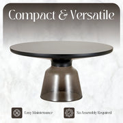 Tully Collection Coffee Table – Black/Gold Rim, Black Glass/Sintered Stone Top - Elax Furniture