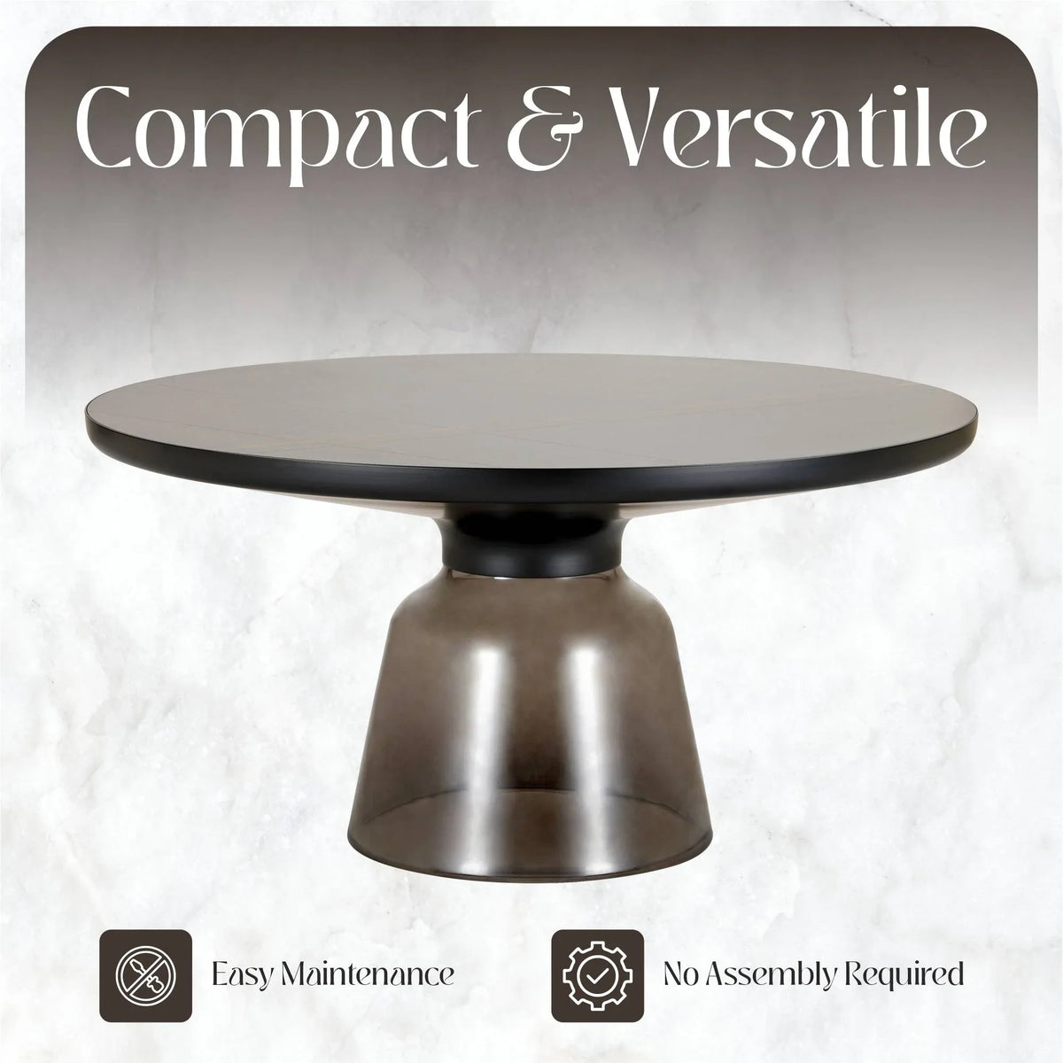 Tully Collection Coffee Table – Black/Gold Rim, Black Glass/Sintered Stone Top - Elax Furniture