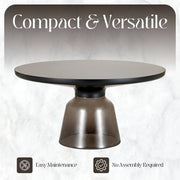 Tully Collection Coffee Table – Black/Gold Rim, Black Glass/Sintered Stone Top - Elax Furniture