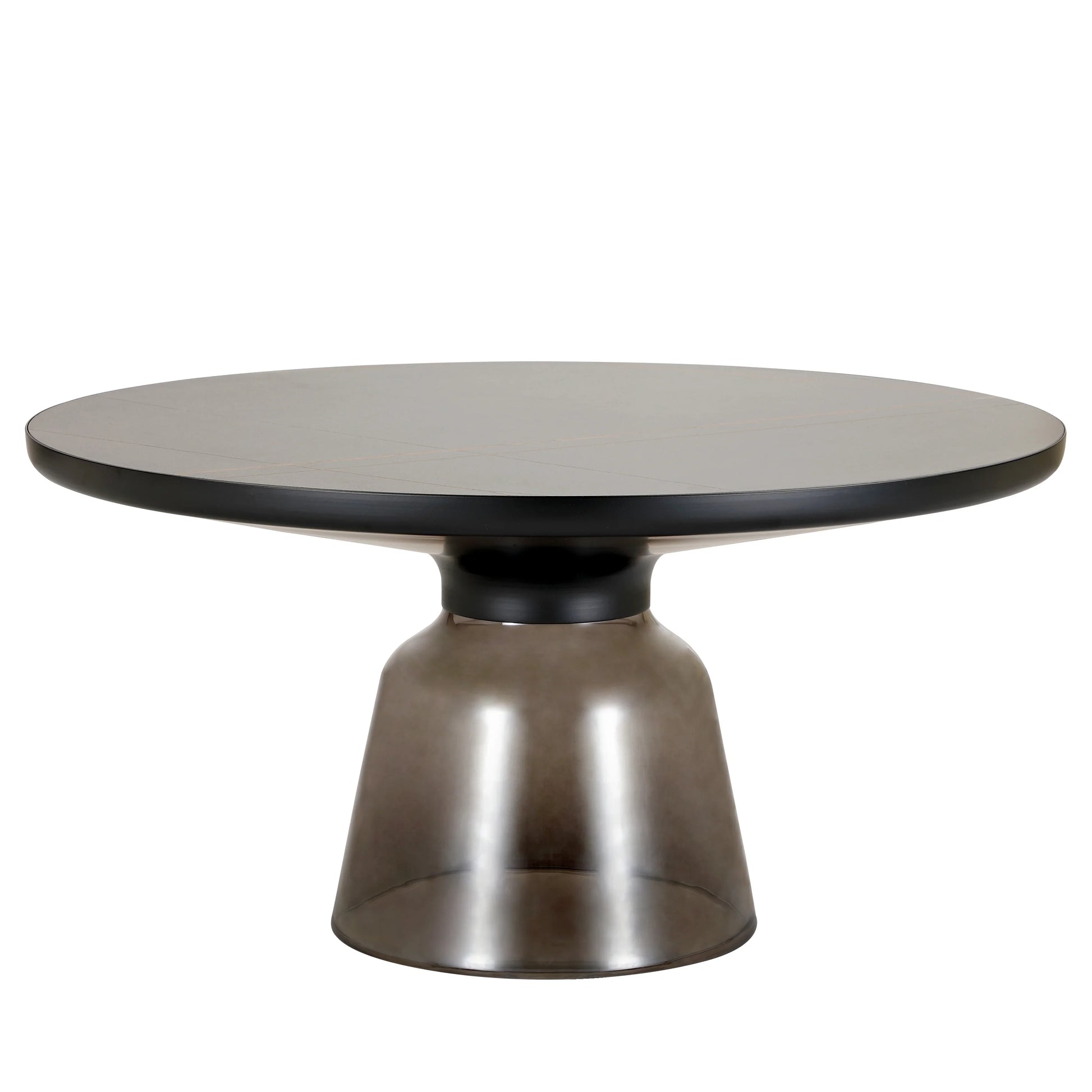 Tully Collection Coffee Table – Black/Gold Rim, Black Glass/Sintered Stone Top - Elax Furniture