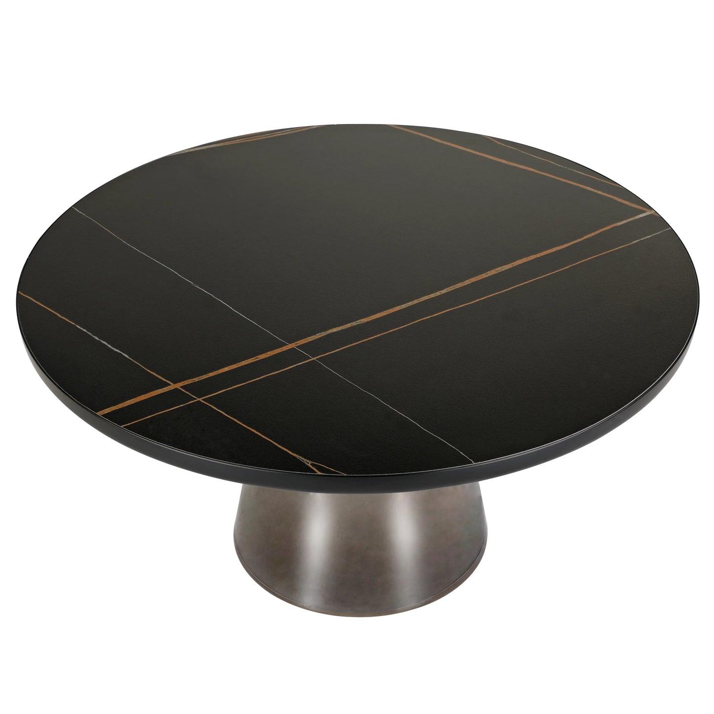 Tully Collection Coffee Table – Black/Gold Rim, Black Glass/Sintered Stone Top - Elax Furniture