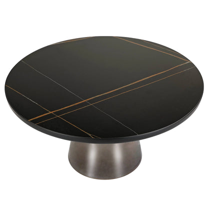 Tully Collection Coffee Table – Black/Gold Rim, Black Glass/Sintered Stone Top - Elax Furniture